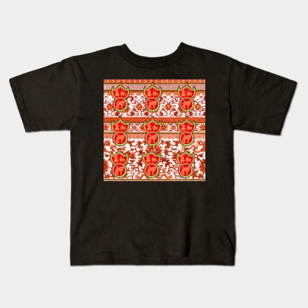 Vintage Pawn Shop Neon Sign Orange Floral Pattern- Retro Hong Kong Kids T-Shirt by CRAFTY BITCH